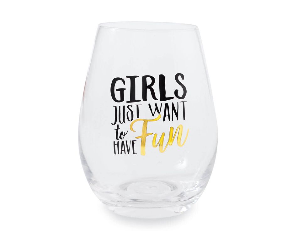 Mud Pie Girls Just Want To Have Fun Stemless Glasses