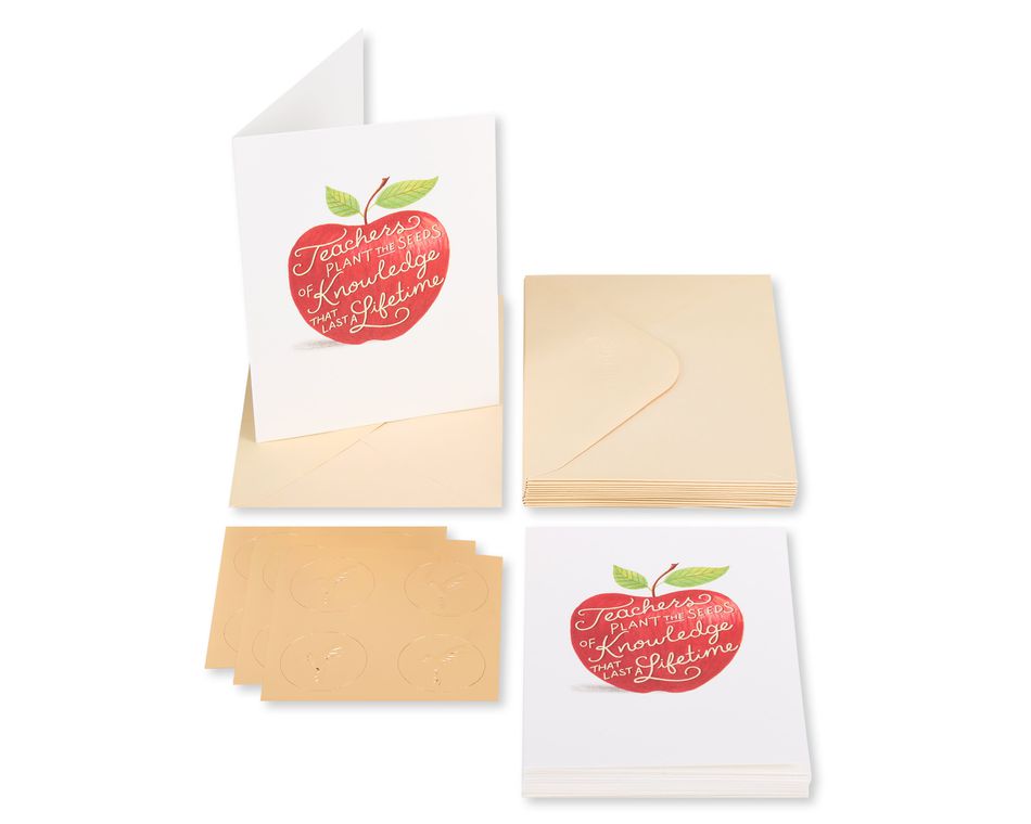 Apple for Teacher Blank Note Cards with Envelopes, 14-Count