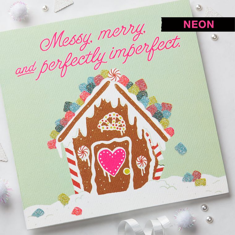 Romantic Gingerbread House Christmas Greeting Card