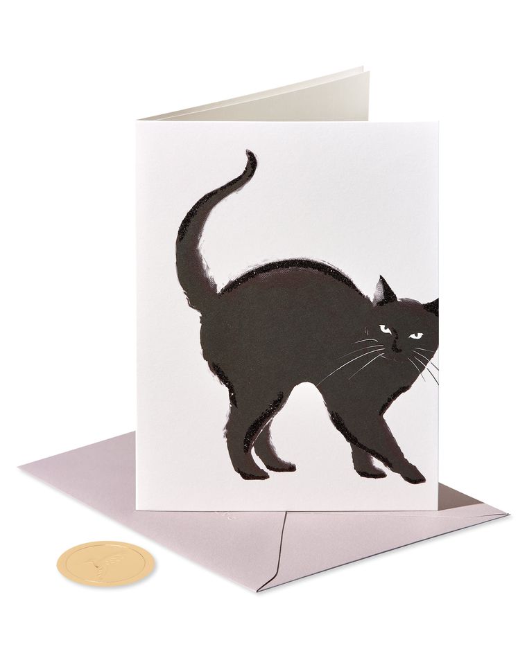 Black Cat Halloween Greeting Card 