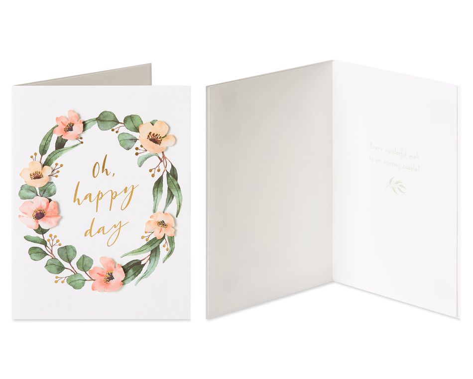 Bouquet and Wreath Wedding Greeting Card Bundle, 2-Count