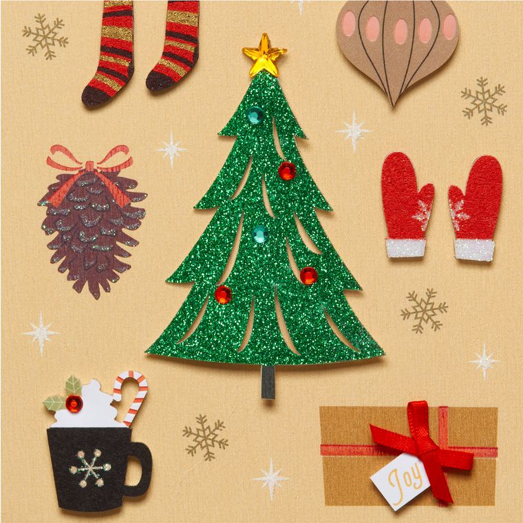 Icons on Wood Christmas Greeting Card