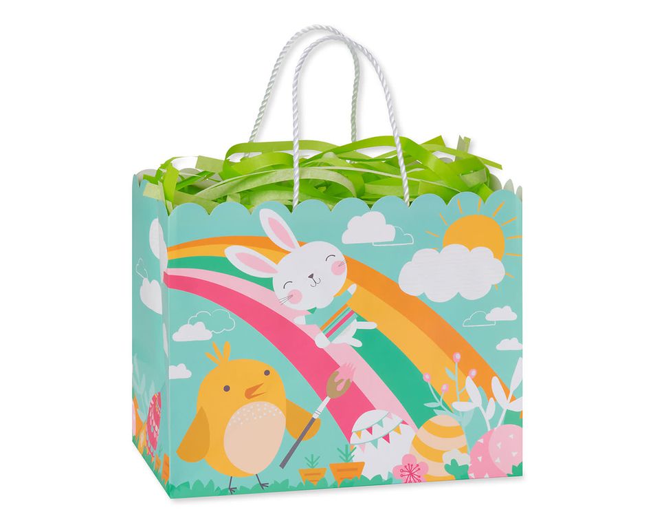 Medium Easter Rainbow Bunny with Tissue Shred