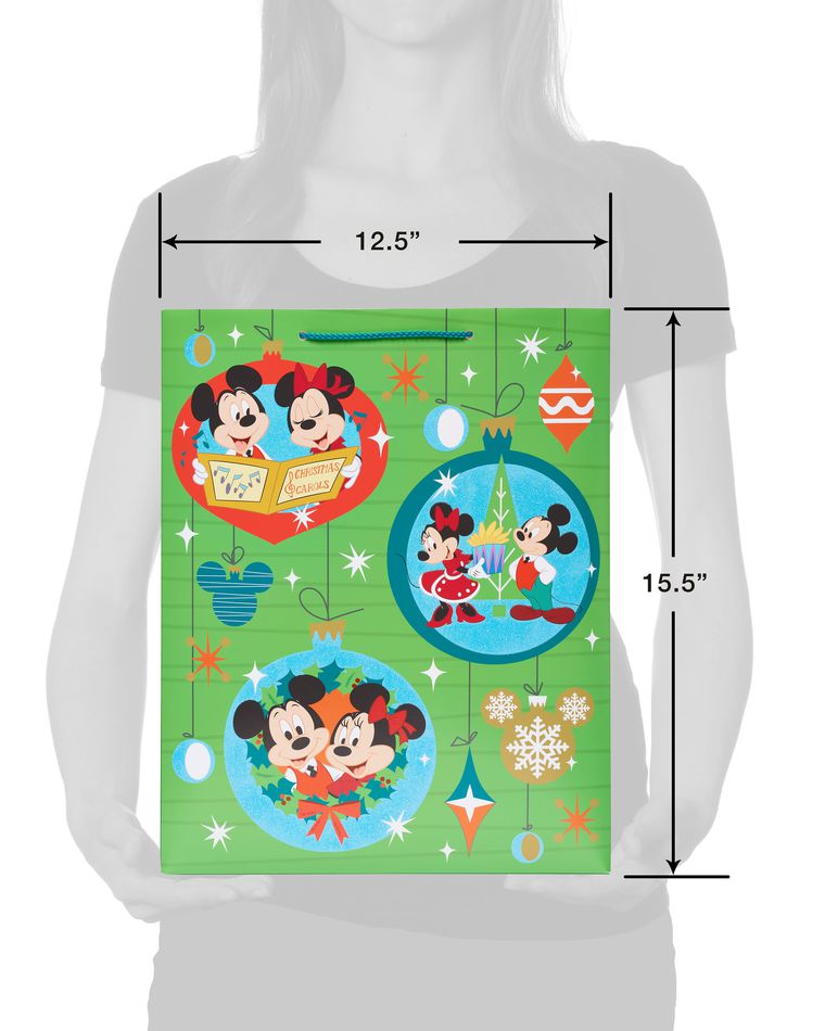 Mickey and Minnie Mouse Caroling Large Christmas Gift Bag