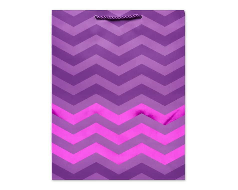 Medium Gift Bag, Purple Chevron
