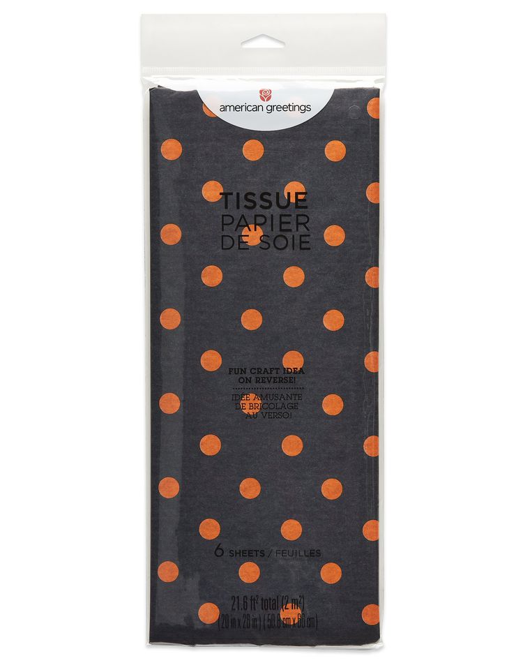Black and Orange Polka Dots Tissue Paper, 6-Sheets