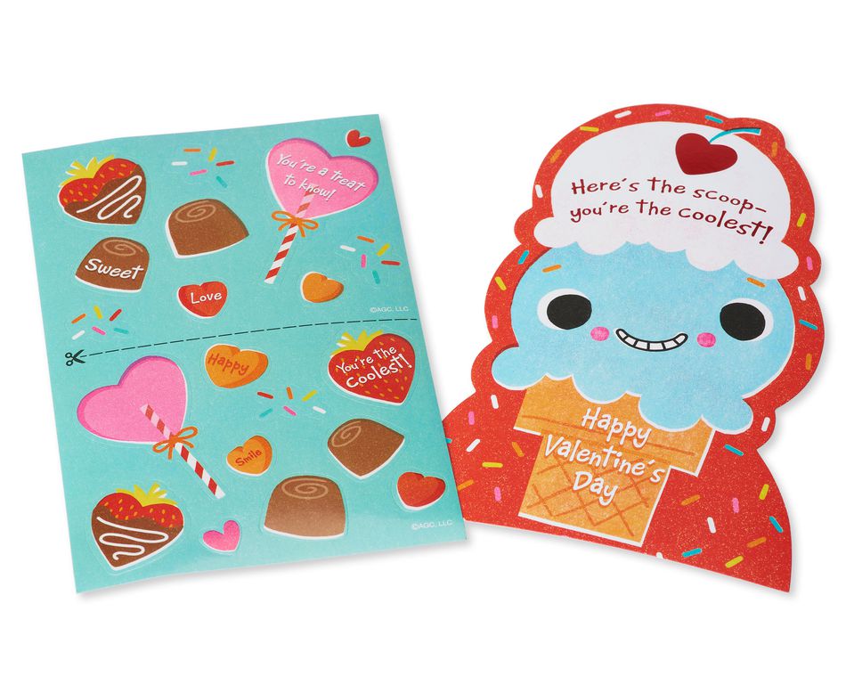 Ice Cream Valentine's Day Card, 6-Count