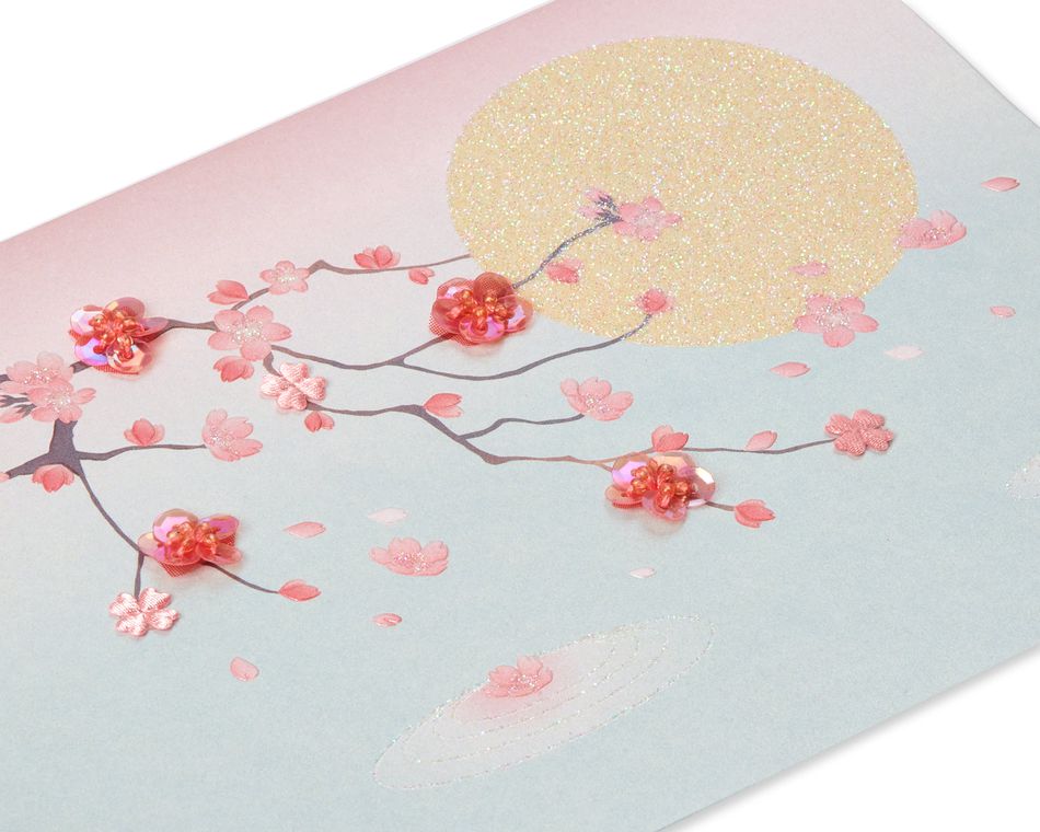Cherry Blossoms Thinking of You Blank Greeting Card 
