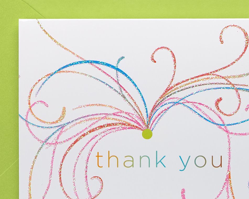 Swirl Thank You Boxed Blank Note Cards with Glitter, 14-Count