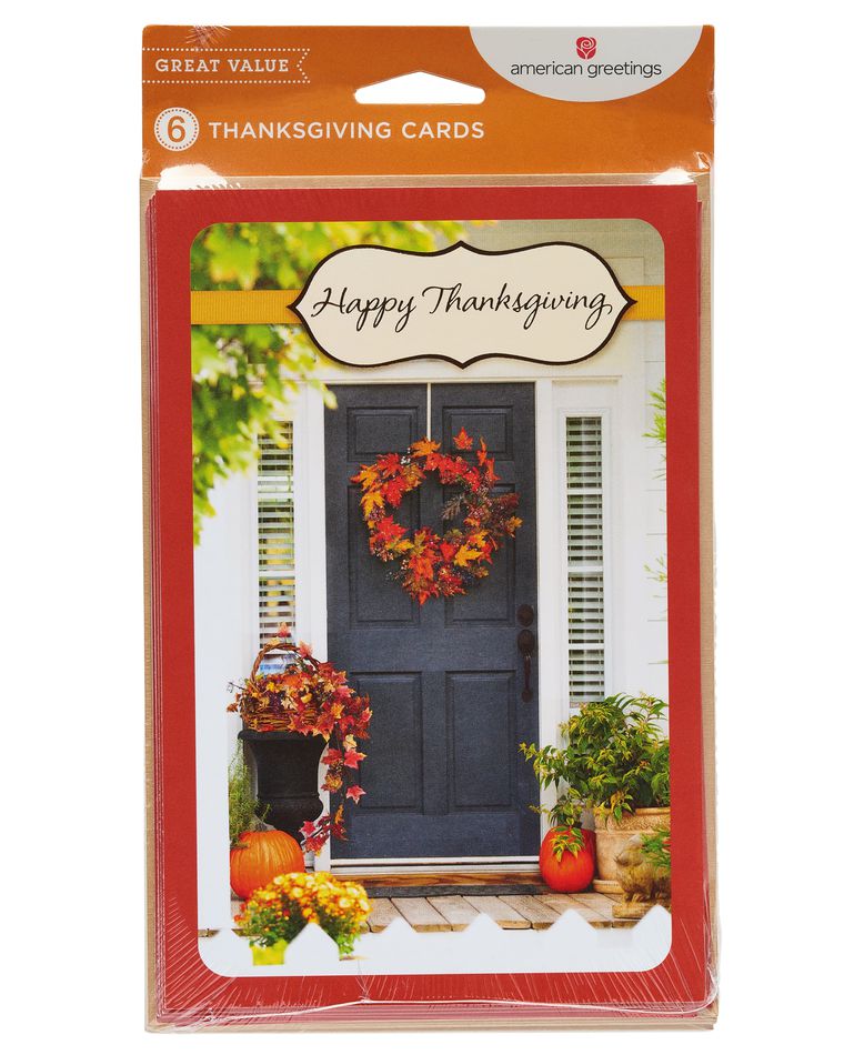Family Friends Love Thanksgiving Card with Glitter, 6-Count