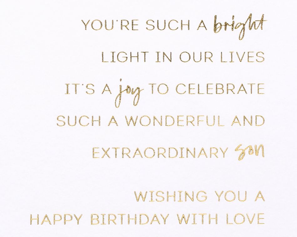 Bright Light In Our Lives Birthday Greeting Card for Son 