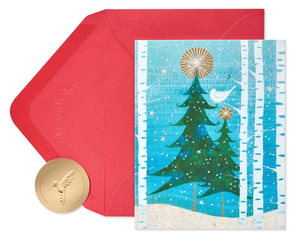 Holiday Snowbird and Tree Christmas Cards Boxed, 20-Count