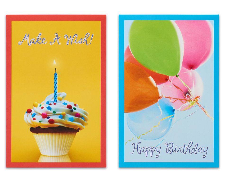 Balloons and Candles Assorted Birthday Cards and Envelopes, 12-Count
