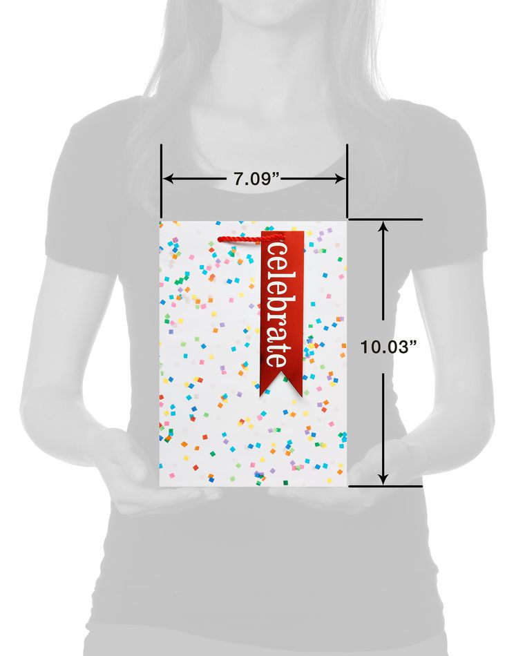 Rainbow Confetti Small Celebration Gift Bag with Tag