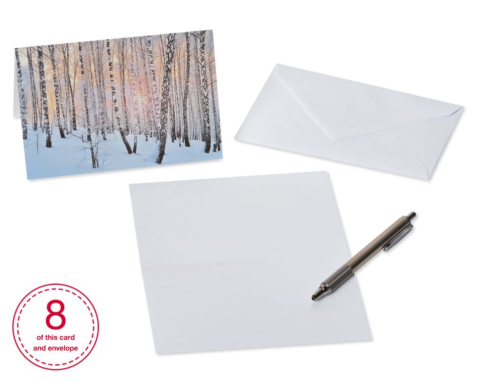 Winter Scenes Season's Greetings Greeting Card Bundle with White Envelopes, 48-Count