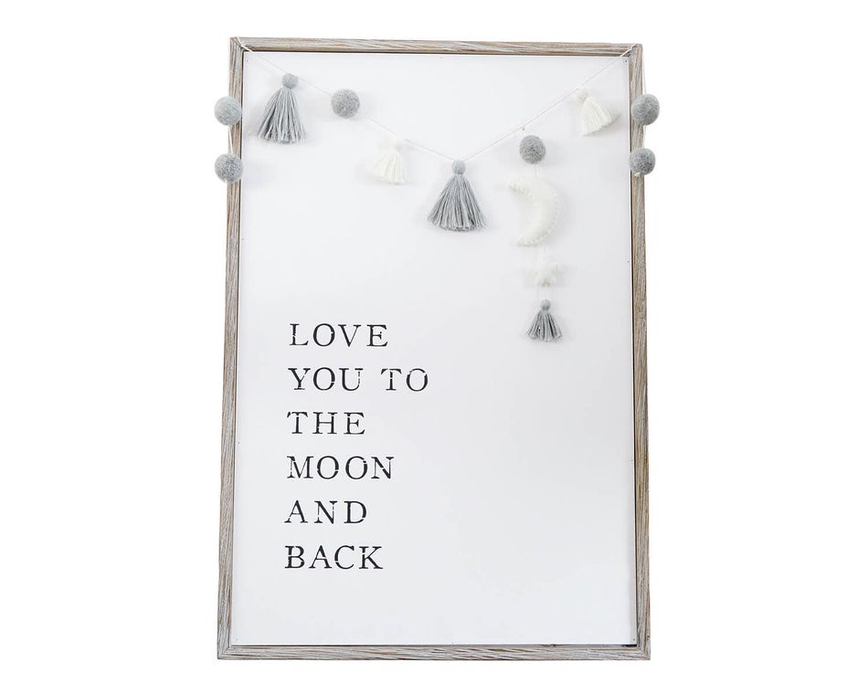 Mud Pie Pom Tassel Moon Plaque