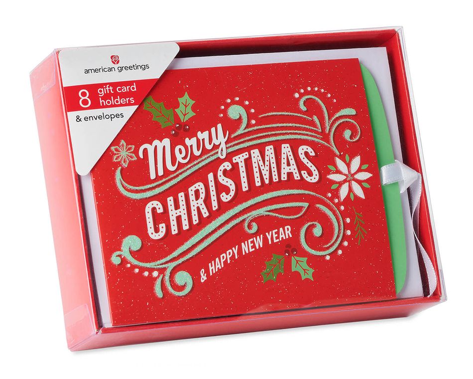 Christmas Gift Card Holder Boxed Cards and White Envelopes, 8-Count