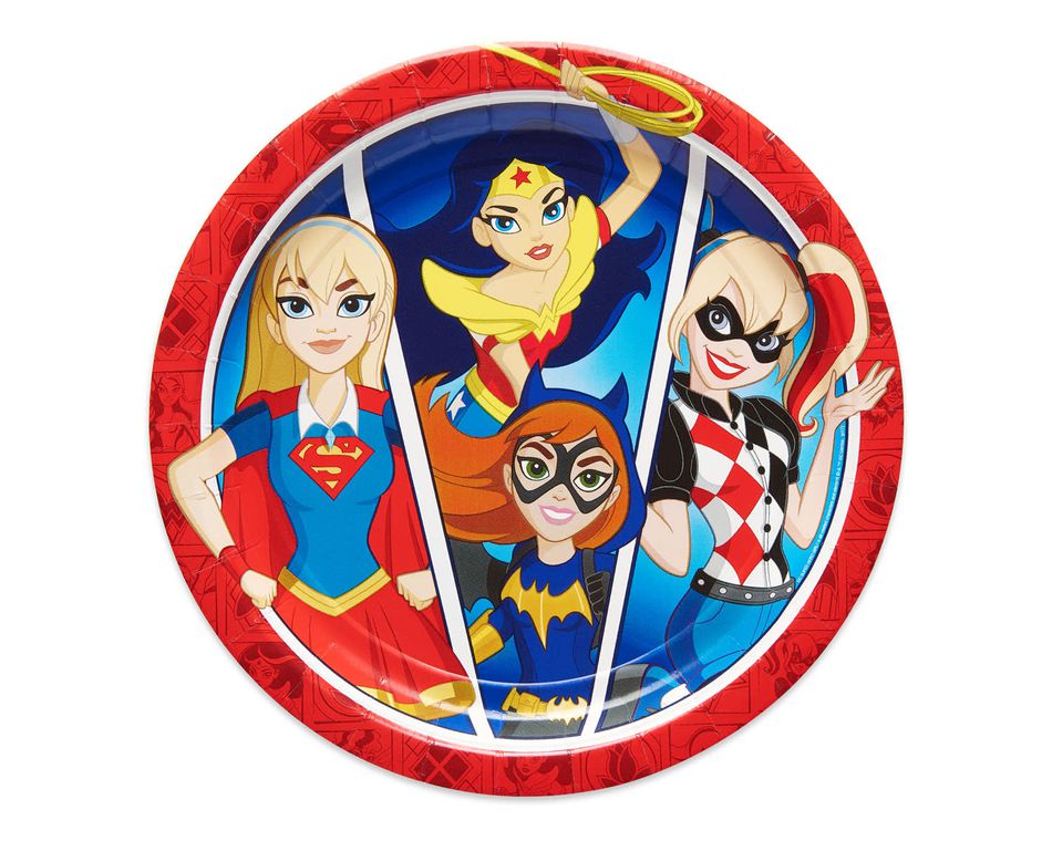 DC Super Hero Girls Dinner Round Plate, 8 Count