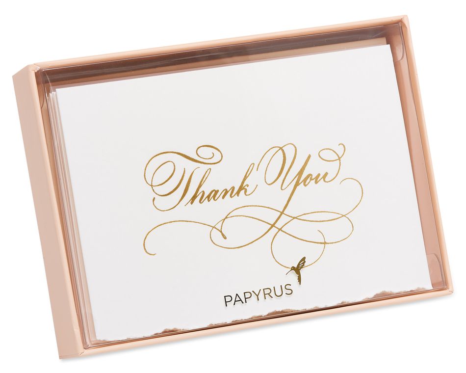 Gold Script Boxed Thank You Cards and Envelopes, 8-Count