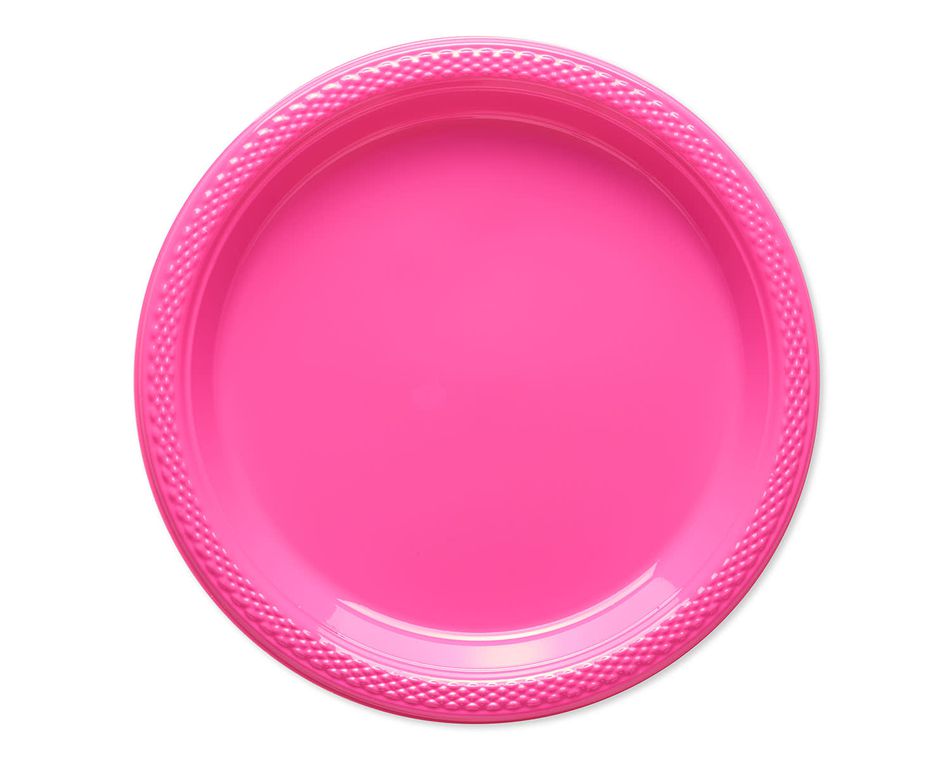 bright pink plastic dessert plates 20 ct