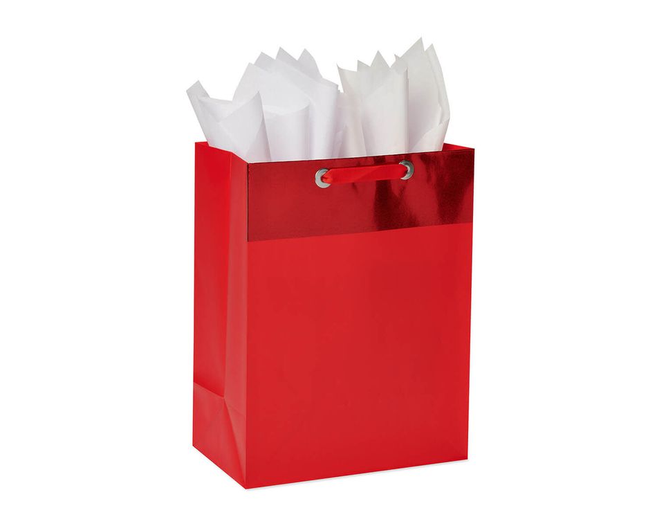 Large Red Graduation Gift Bag with Tissue Paper; 1 Gift Bag and 6 Sheets of Tissue Paper