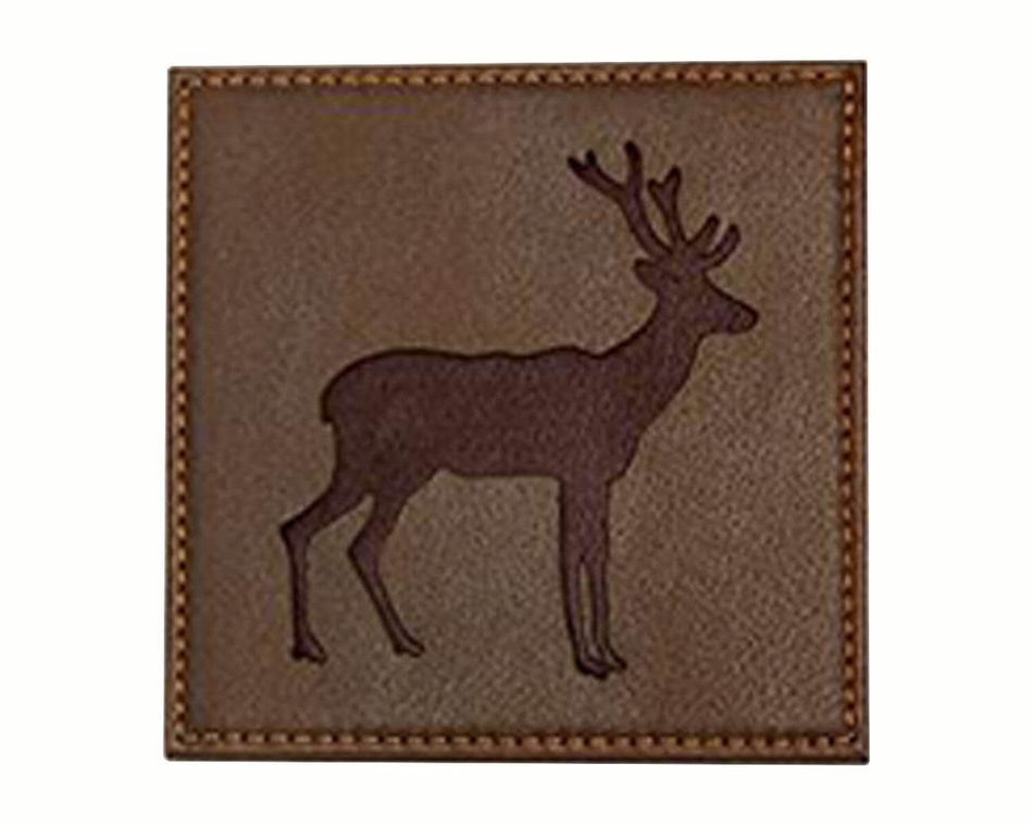 Details about   Mud Pie Home Faux Leather Deer Bust Embossed Branded Drink Bar Coaster Set of 4 