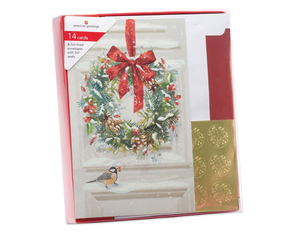Snowy Wreath Holiday Boxed Cards, 14 Count