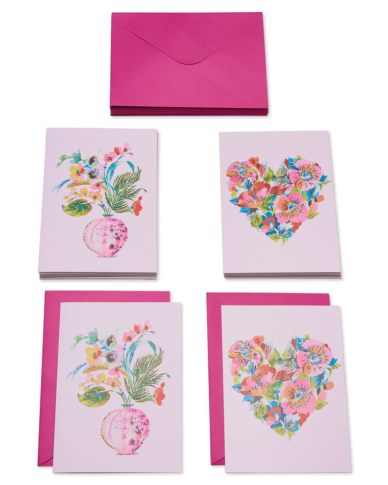 Heart and Floral Boque Boxed Cards and Envelopes, 20-Count