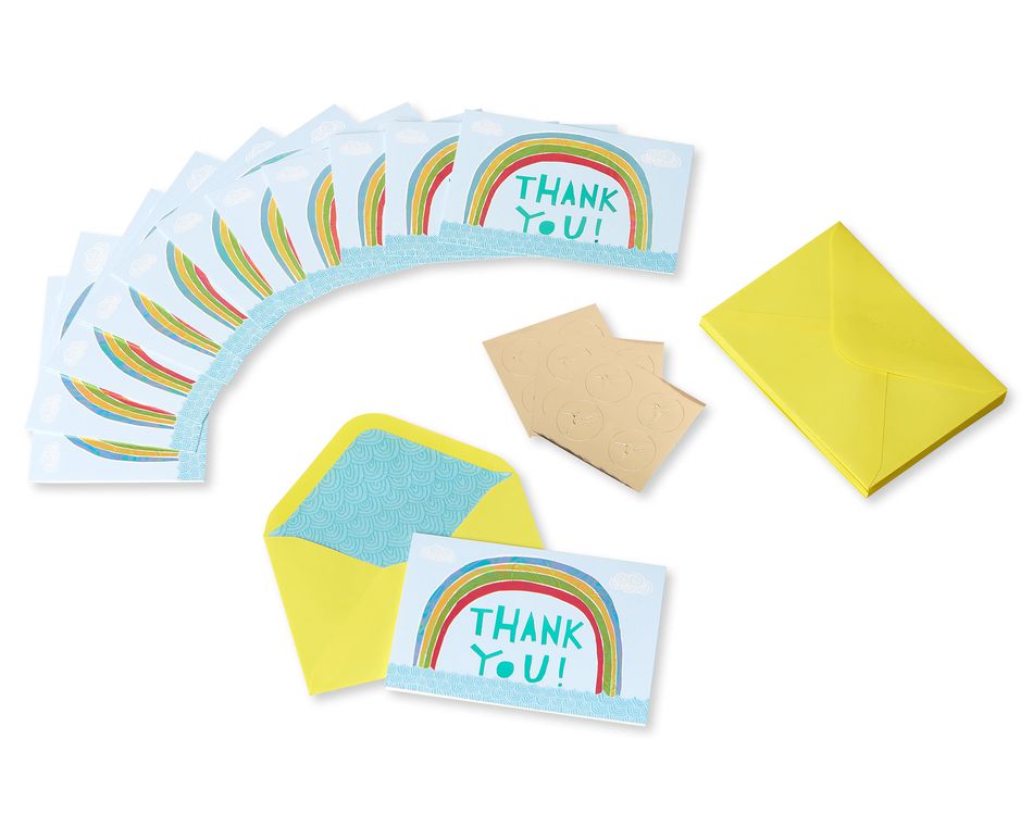 Rainbow Thank You Boxed Blank Note Cards and Envelopes, 12-Count