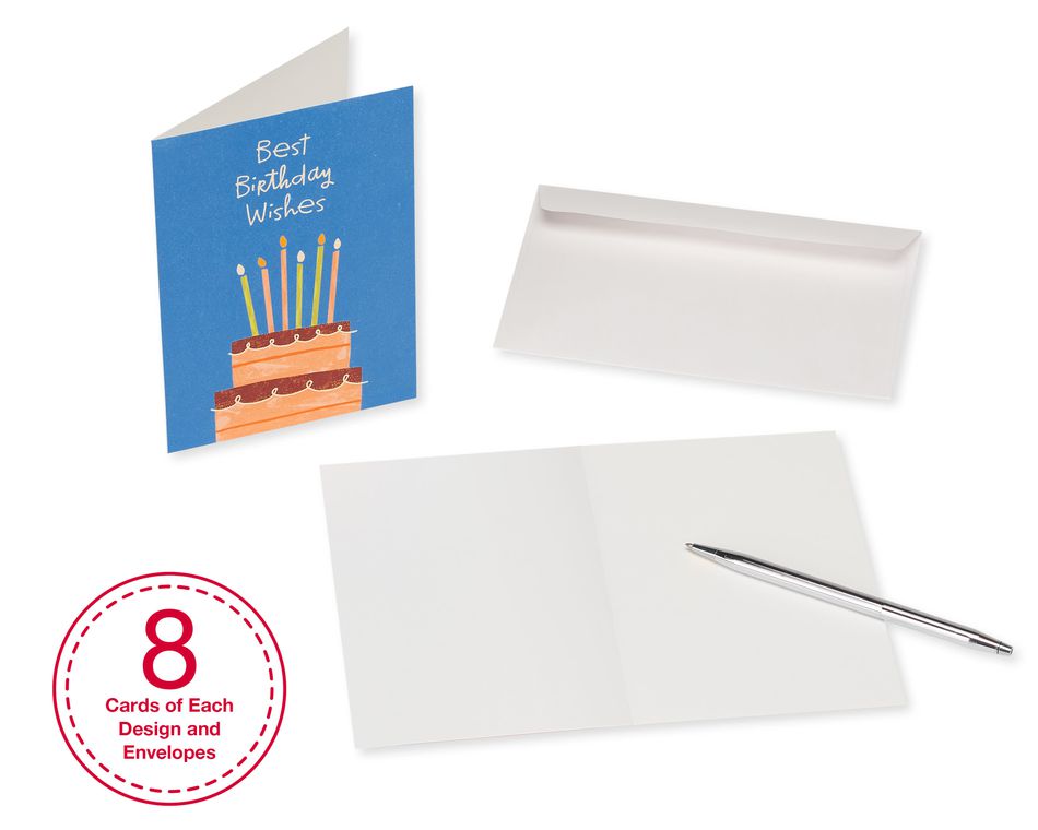 Birthday Greeting Card Bundle with White Envelopes, 48-Count