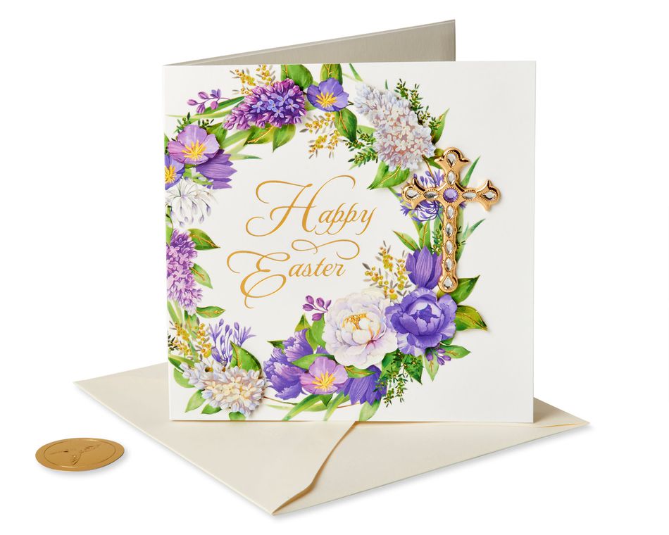 Easter Wreath Religious Easter Greeting Card