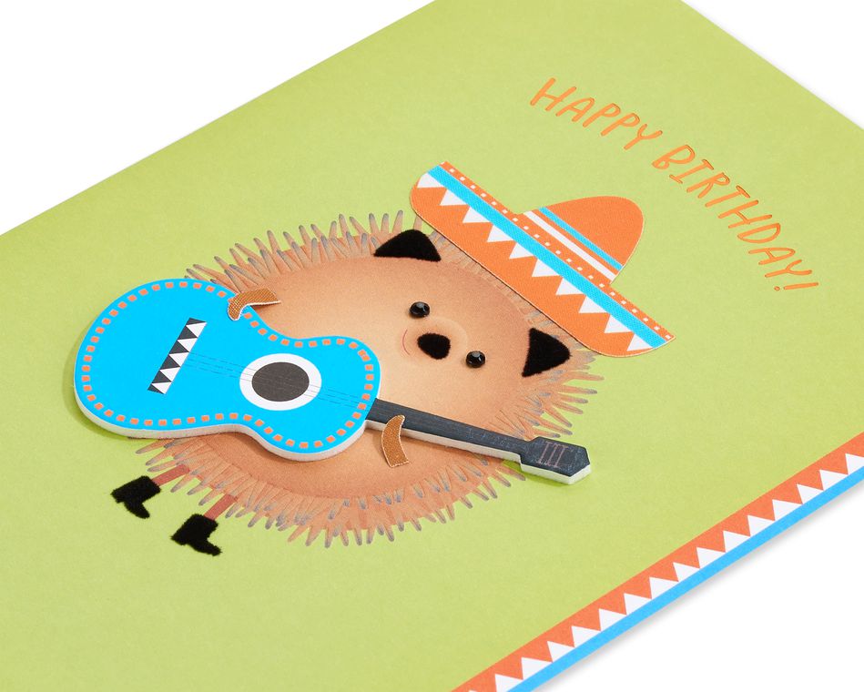 Hedgehog Holding Guitar Birthday Greeting Card 