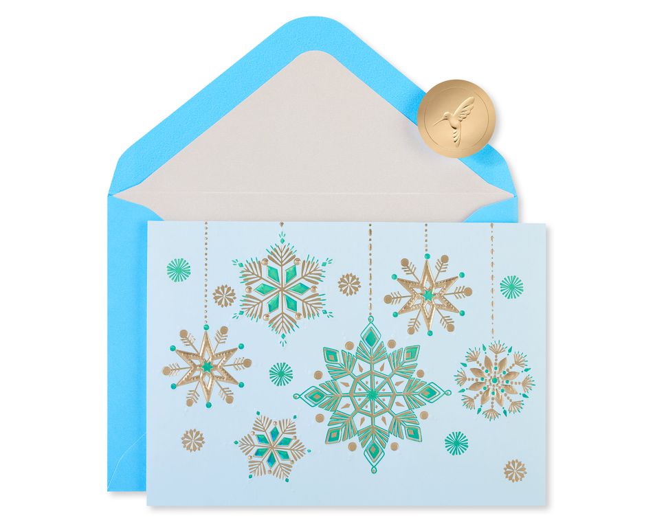 Glitter-Free Hanging Glitter Snowflakes Holiday Cards Boxed, 12-Count