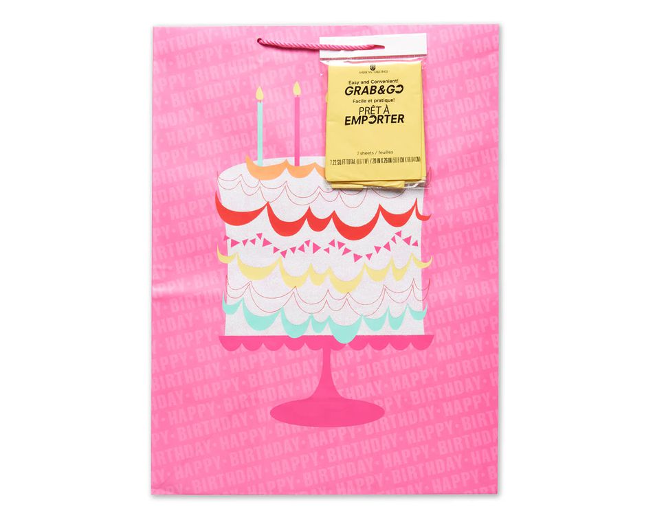 jumbo birthday cake grab-&-go gift bag