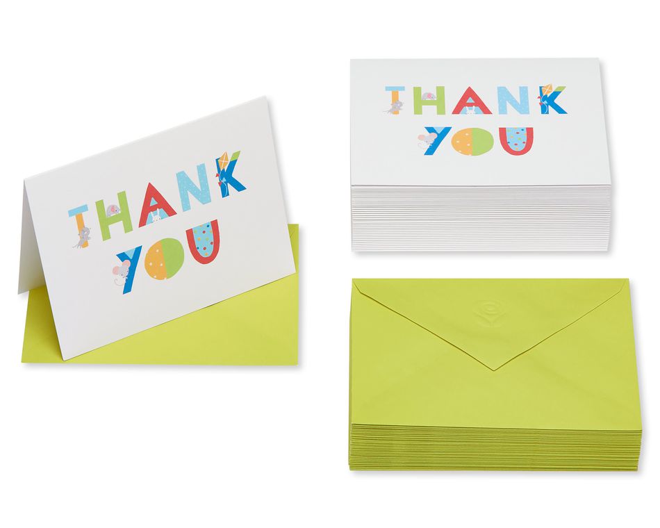 Baby Icons Thank-You Cards and Envelopes, 50-Count