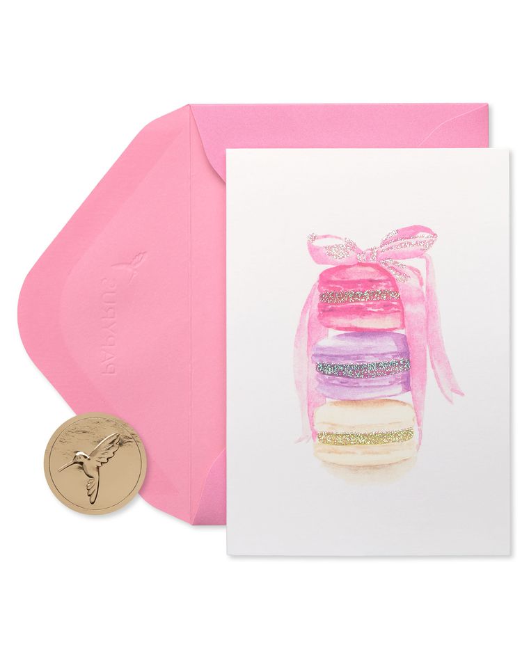 Stack of Macarons Boxed Blank Note Cards with Glitter and Envelopes, 14-Count