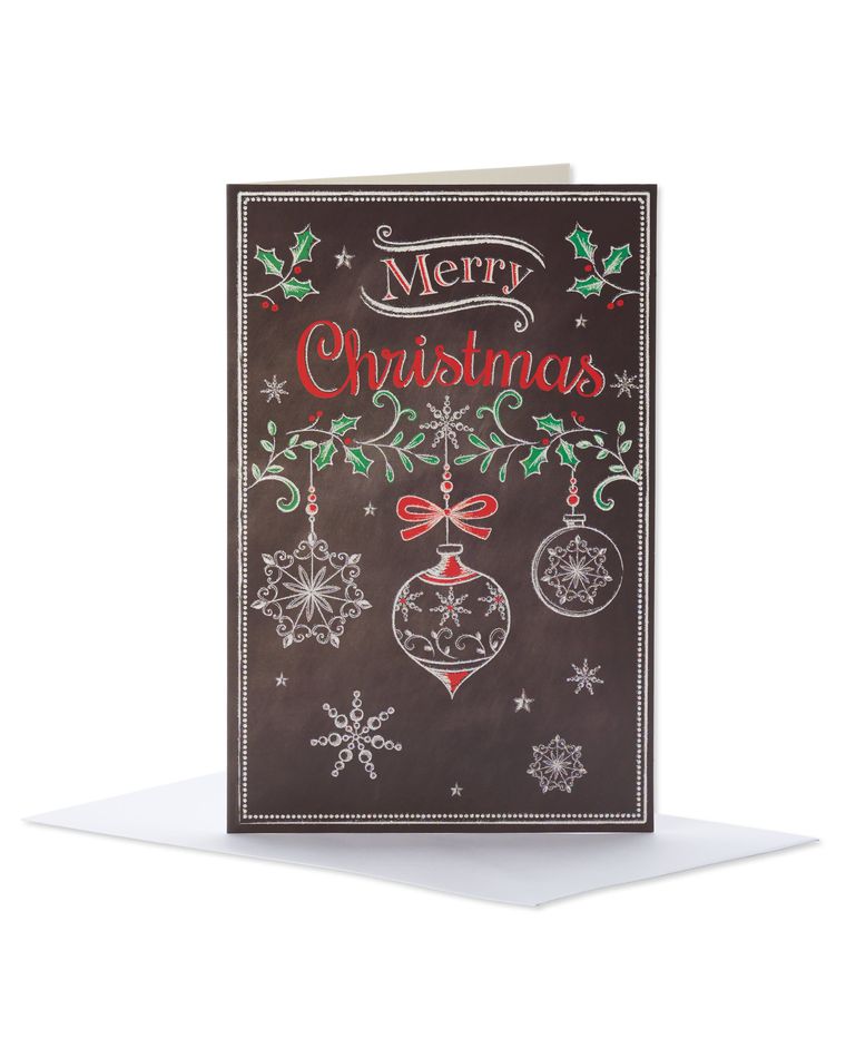 Chalkboard Ornaments Christmas Boxed Cards, 14 Count