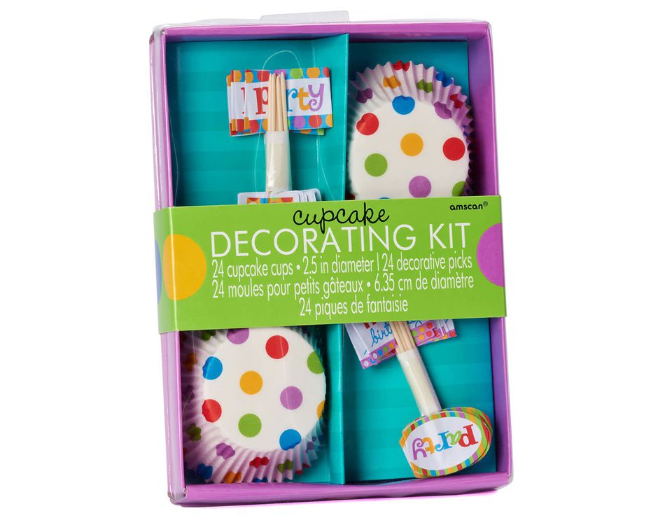 dots & stripes cupcake decorating kit 24 ct