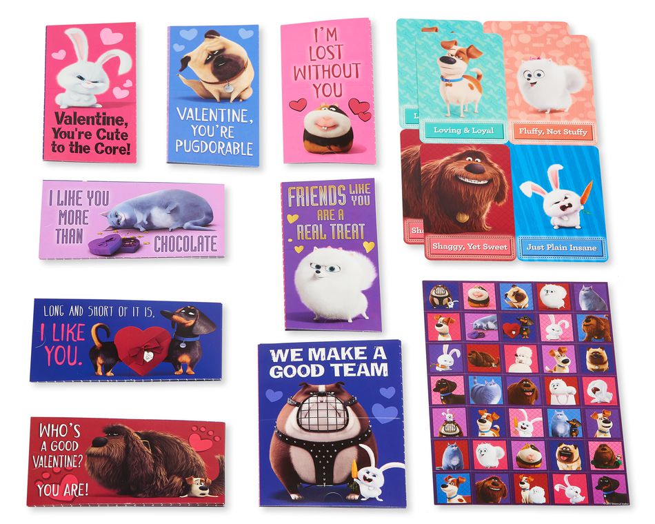The Secret Life Of Pets Valentine's Day Exchange Cards with Stickers, 32-Count
