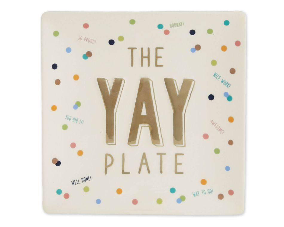 Mud Pie Ceramic Yay Plate Set