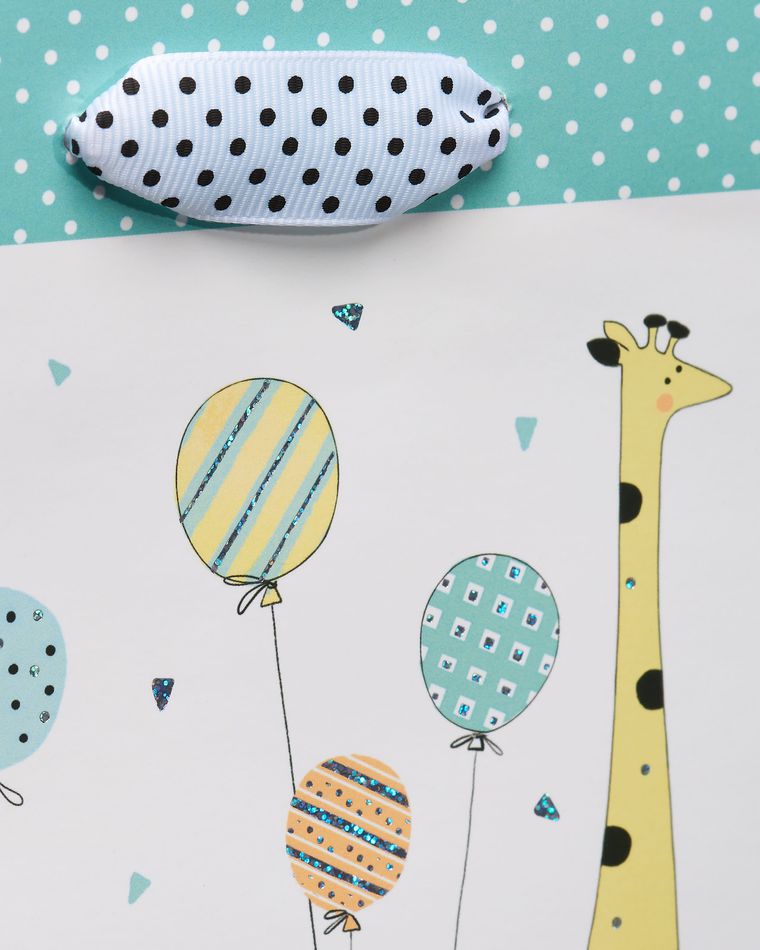 Zoo Animals with Balloons Medium Baby Gift Bag, 1 Bag