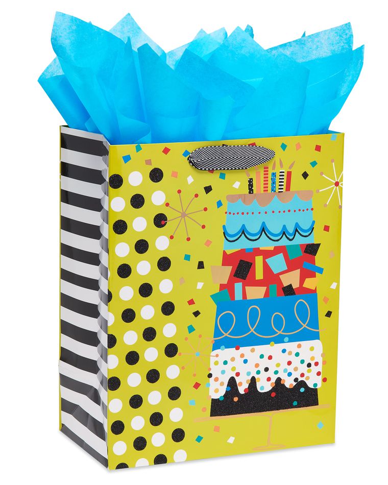 Birthday Celebration Large Birthday Gift Bag with Tissue Paper Bundle, 1 Bag, 8-Sheets