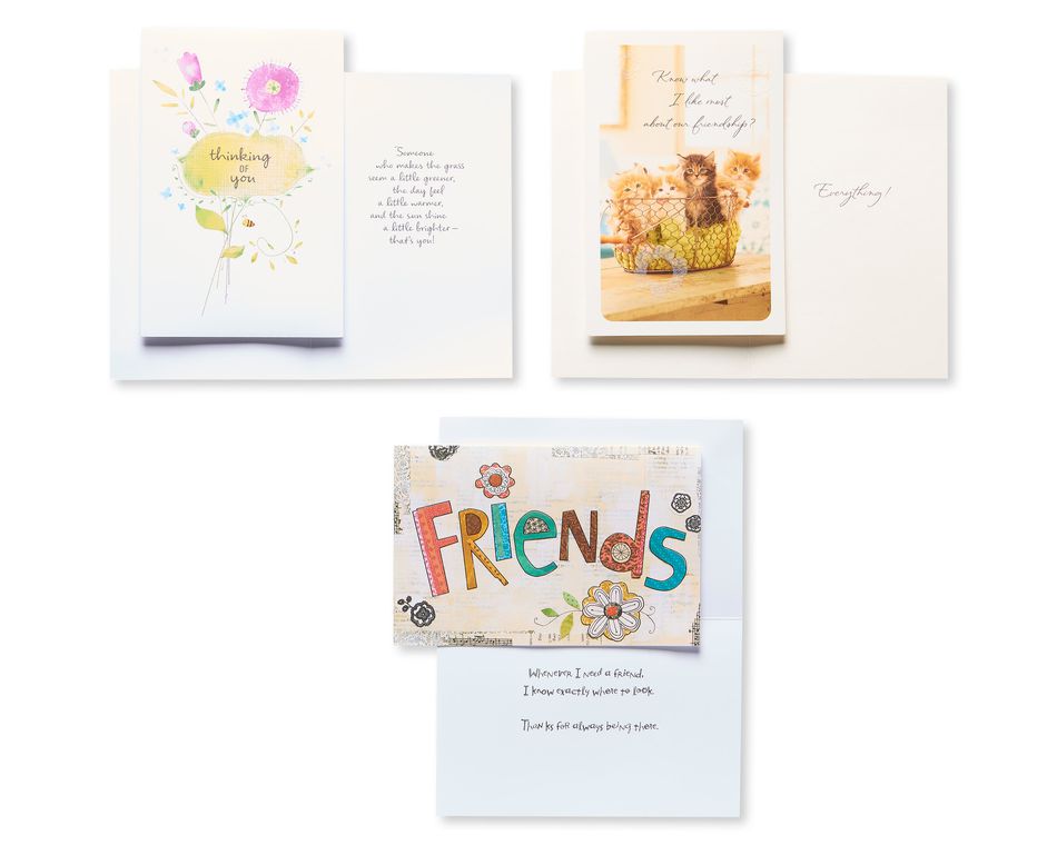 Assorted Love and Friendship Cards and Cream Envelopes, 12-Count
