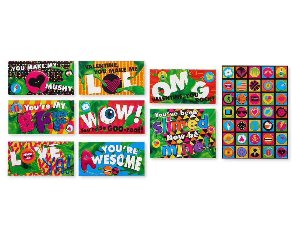 Nickelodeon Slime Valentine's Day Exchange Cards,32-Count