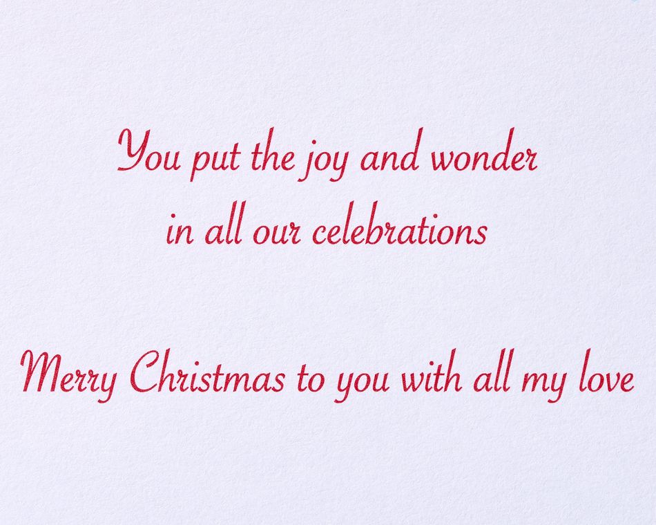 Joy and Wonder Christmas Greeting Card for Wife 