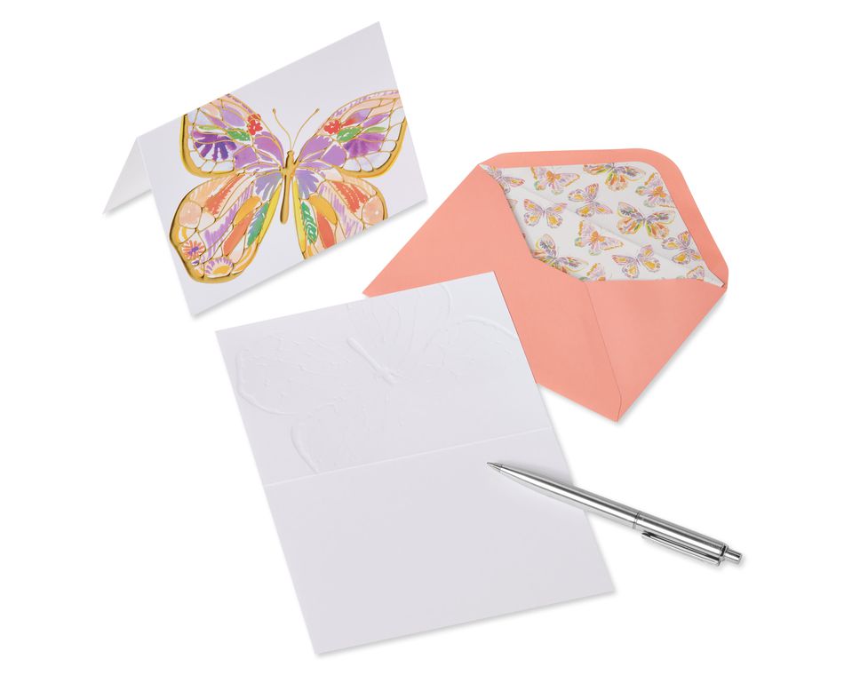 Bold Butterfly Blank Cards with Envelopes, 12-Count