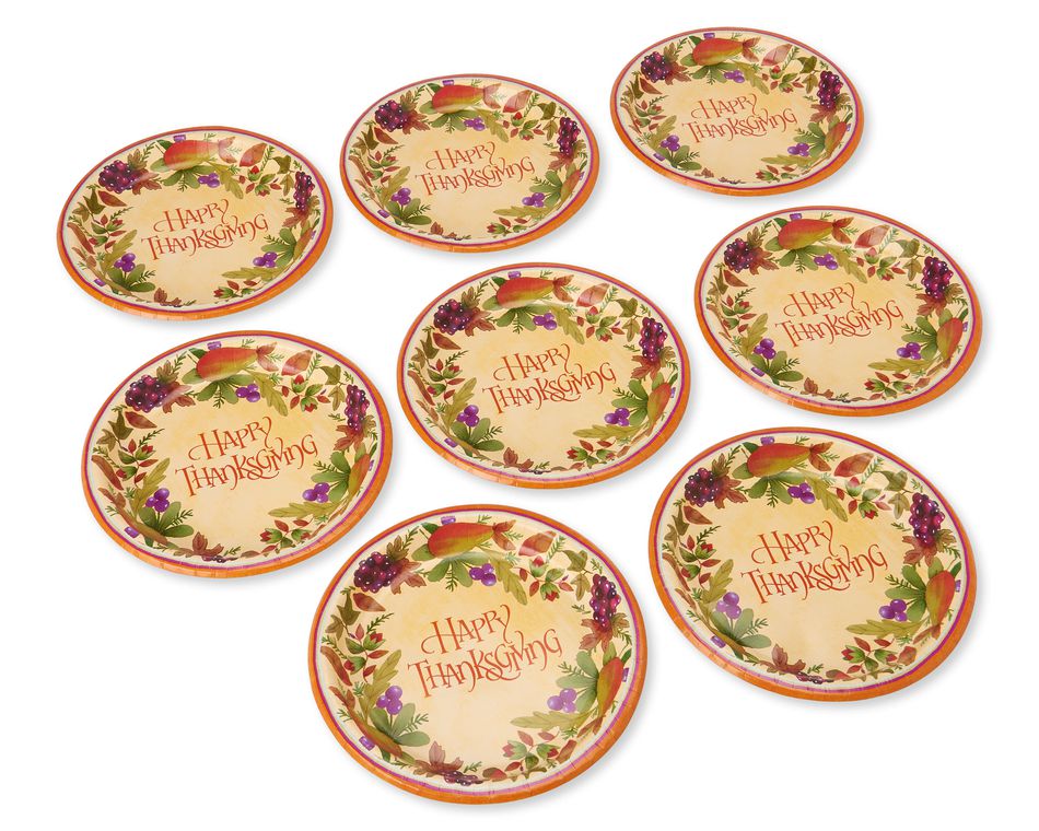 Thanksgiving Medley Paper Dessert Plates, 8-Count