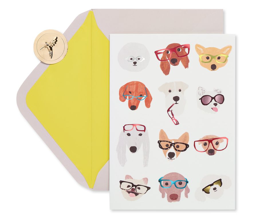 Dog with Glasses Blank Friendship Greeting Card