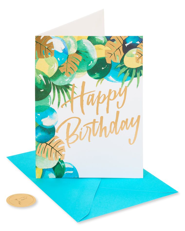 Greenery Balloons Birthday Greeting Card 