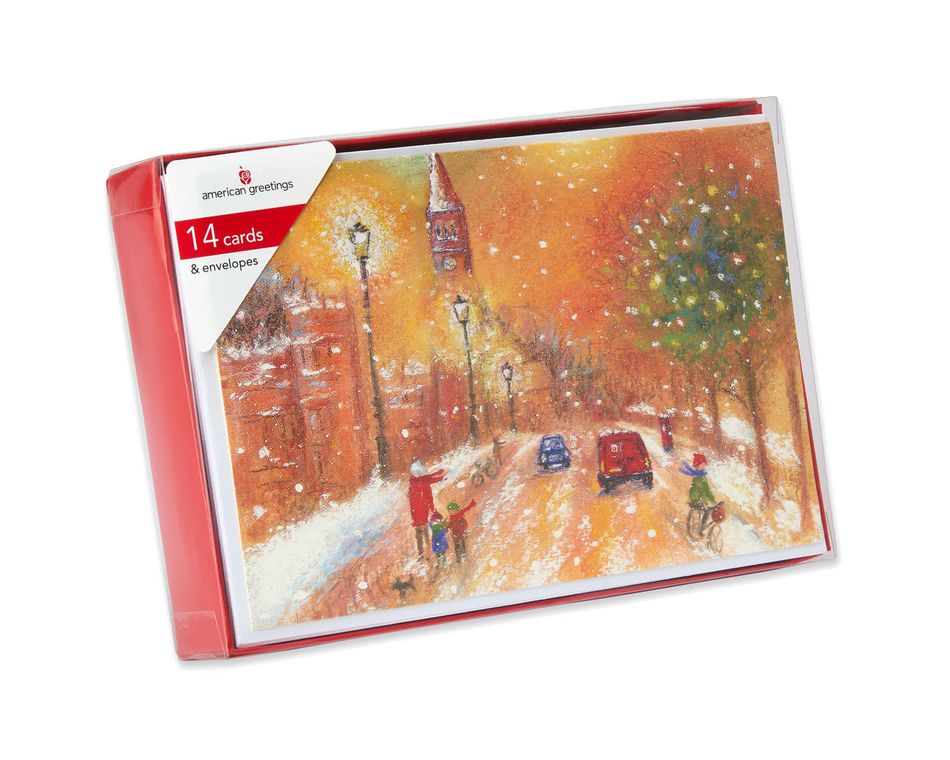 Snowy Street Christmas Boxed Cards, 14 Count
